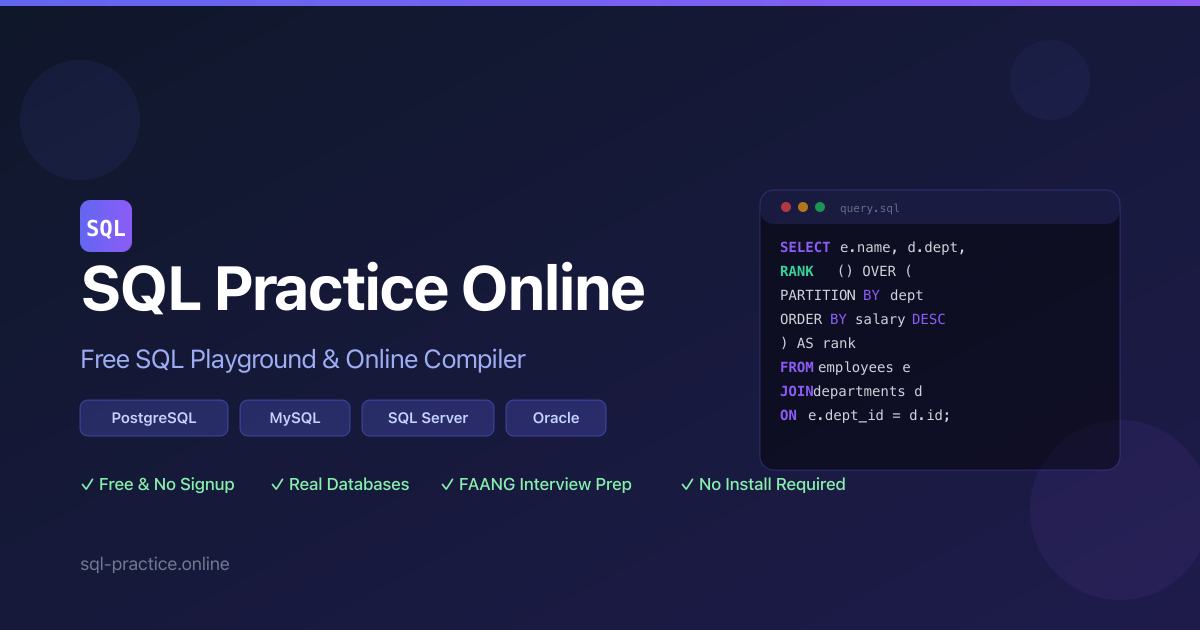 Learn SQL Online Free — Structured Course & Practice | SQL Practice Online